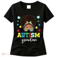 Autism Grandma Life Messy Bun Black Afro Autism Women's T-Shirt thumb 0