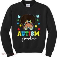 Autism Grandma Life Messy Bun Black Afro Autism Kids Sweatshirt thumb 0