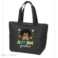 Autism Grandma Life Messy Bun Black Afro Autism Tote Bag thumb 3