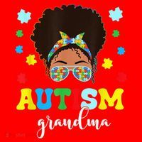 Autism Grandma Life Messy Bun Black Afro Autism Santa Hat thumb 1