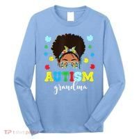 Autism Grandma Life Messy Bun Black Afro Autism Long Sleeve Shirt thumb 0