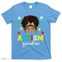 Autism Grandma Life Messy Bun Black Afro Autism T-Shirt thumb 0