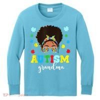 Autism Grandma Life Messy Bun Black Afro Autism Kids Long Sleeve Shirt thumb 0