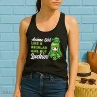 Anime Girl Like A Regular Girl But Luckier St Patrick's Day Women's Tank Top thumb 2