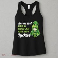 Anime Girl Like A Regular Girl But Luckier St Patrick's Day Women's Tank Top thumb 3