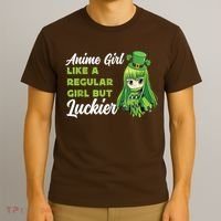 Anime Girl Like A Regular Girl But Luckier St Patrick's Day T-Shirt thumb 3