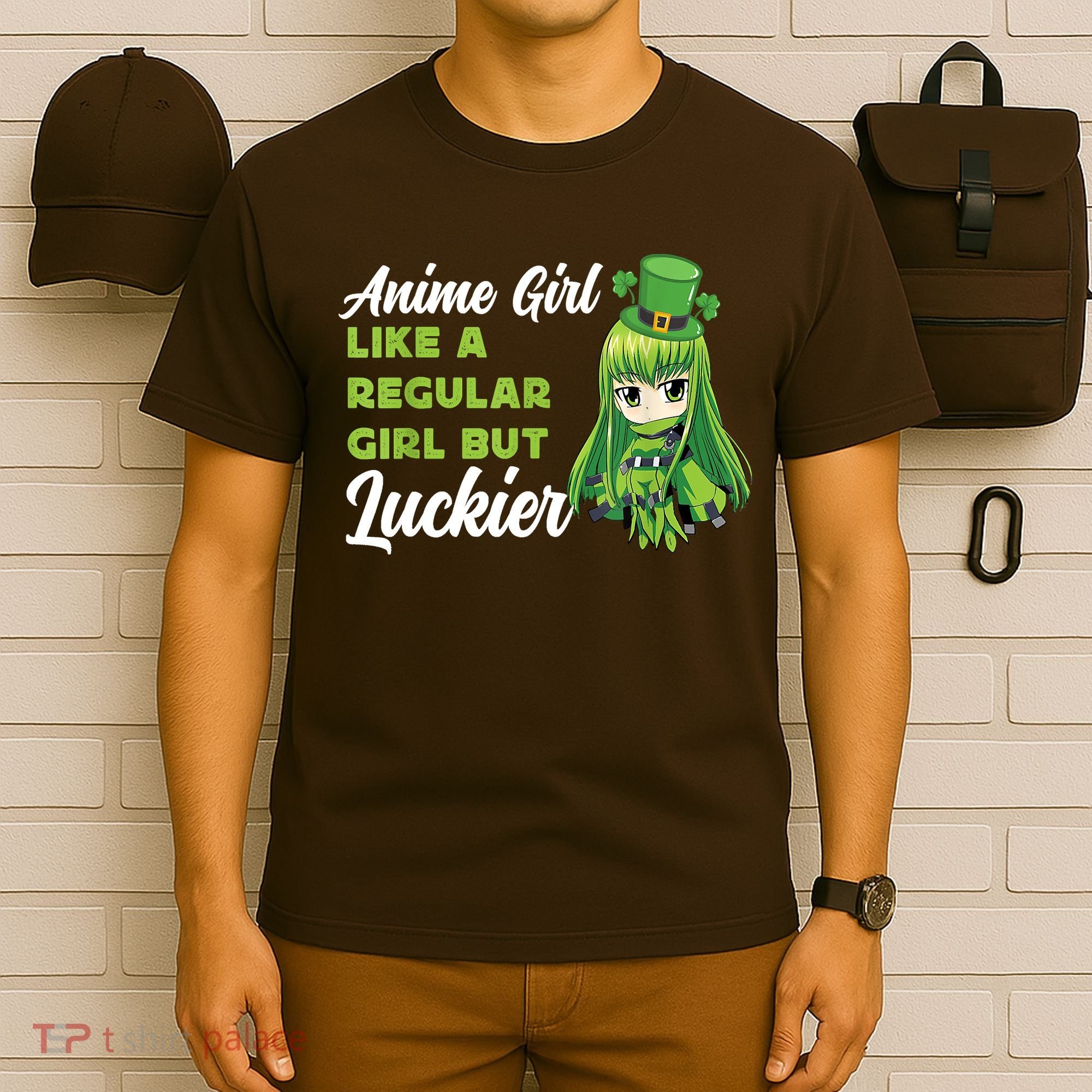 Anime Girl Like A Regular Girl But Luckier St Patrick's Day T-Shirt