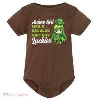 Anime Girl Like A Regular Girl But Luckier St Patrick's Day Baby Bodysuit thumb 0