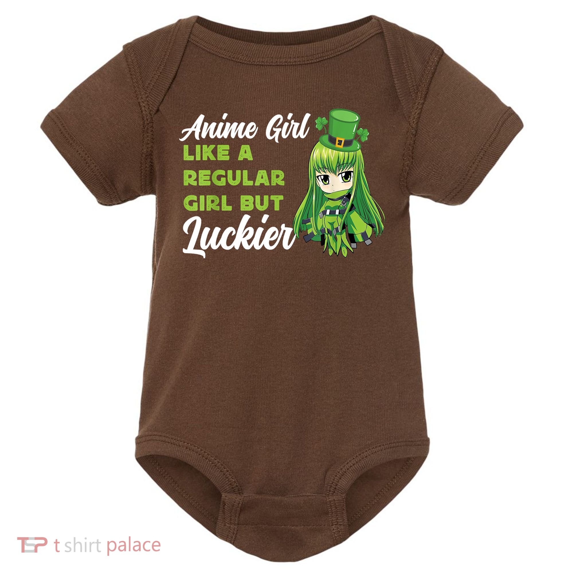 Anime Girl Like A Regular Girl But Luckier St Patrick's Day Baby Bodysuit