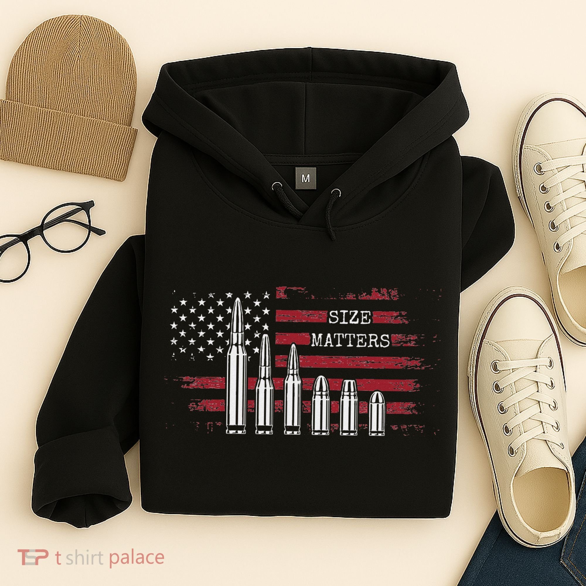 Ammo & Gun Lover  Size Matters Bullets & Caliber Hoodie