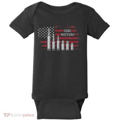 Ammo & Gun Lover  Size Matters Bullets & Caliber Baby Bodysuit