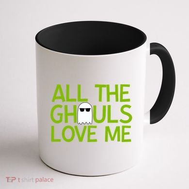 All Ghouls Love Me Funny Halloween Ghost Coffee Mug back