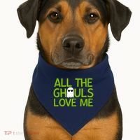All Ghouls Love Me Funny Halloween Ghost USA-Made Doggie Bandana thumb 1