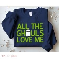 All Ghouls Love Me Funny Halloween Ghost Sweatshirt thumb 2