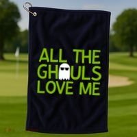 All Ghouls Love Me Funny Halloween Ghost Golf Towel thumb 1