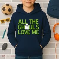 All Ghouls Love Me Funny Halloween Ghost Kids Hoodie thumb 2
