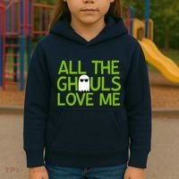 All Ghouls Love Me Funny Halloween Ghost Kids Hoodie thumb 3