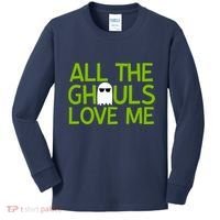 All Ghouls Love Me Funny Halloween Ghost Kids Long Sleeve Shirt thumb 0