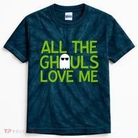 All Ghouls Love Me Funny Halloween Ghost Kids Tie-Dye T-Shirt thumb 0