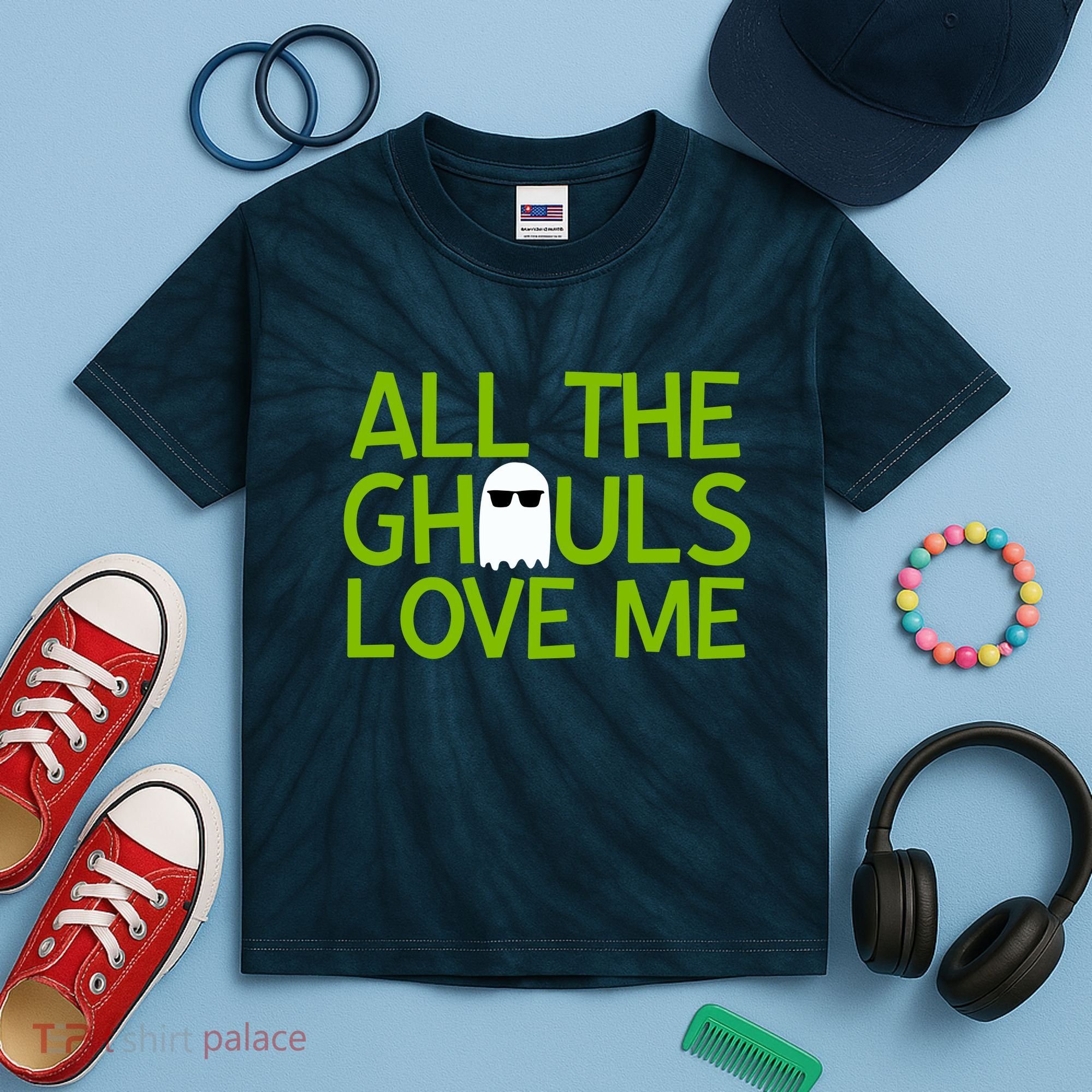 All Ghouls Love Me Funny Halloween Ghost Kids Tie-Dye T-Shirt