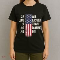Ammo & Gun Lovers All Faster Than Dialing 911 T-Shirt thumb 4