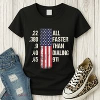 Ammo & Gun Lovers All Faster Than Dialing 911 Women's T-Shirt thumb 3