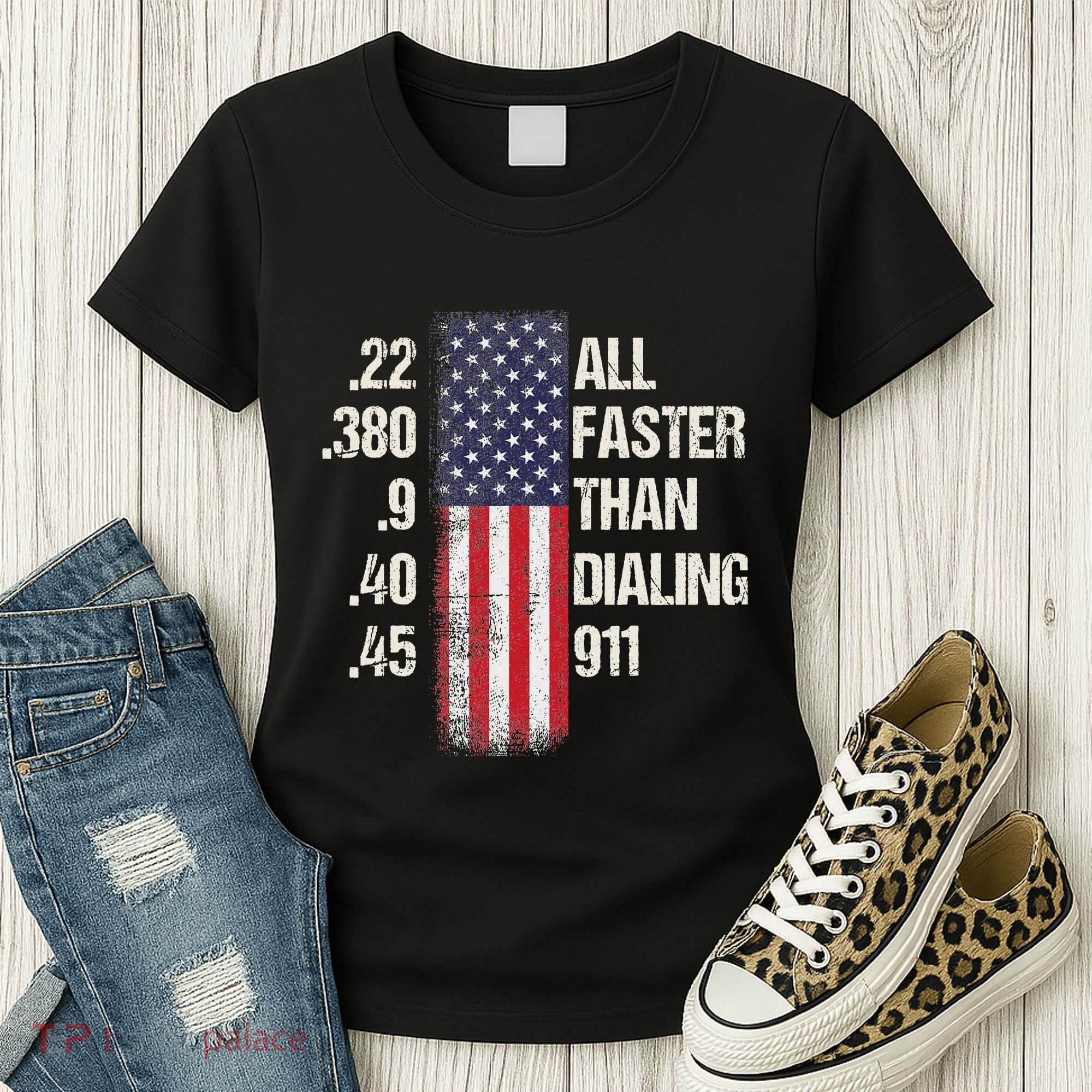 Ammo & Gun Lovers All Faster Than Dialing 911 Women's T-Shirt