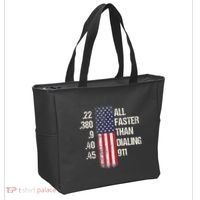 Ammo & Gun Lovers All Faster Than Dialing 911 Tote Bag thumb 2