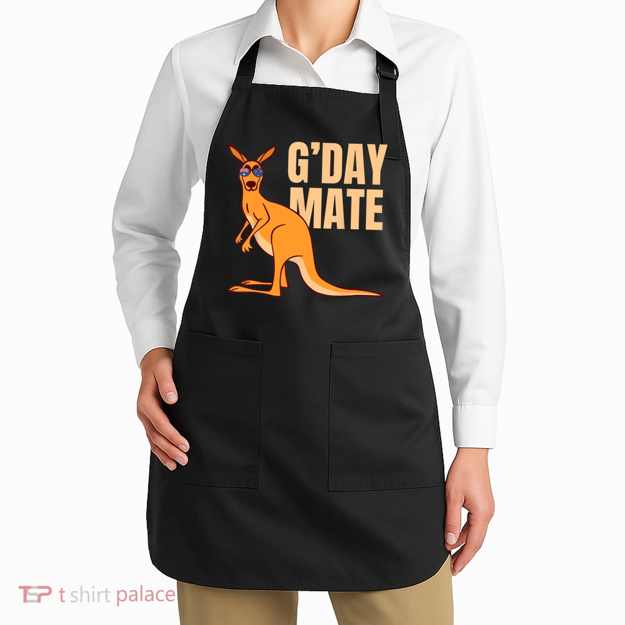 Australia G'Day Mate Shirt Funny Kangaroo Australian Symbol TShirt Apron