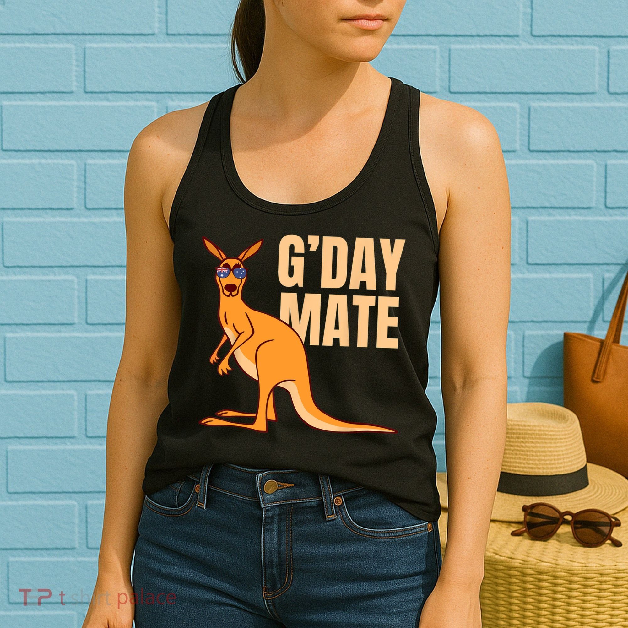 Australia G'Day Mate Shirt Funny Kangaroo Australian Symbol TShirt Women's Tank Top