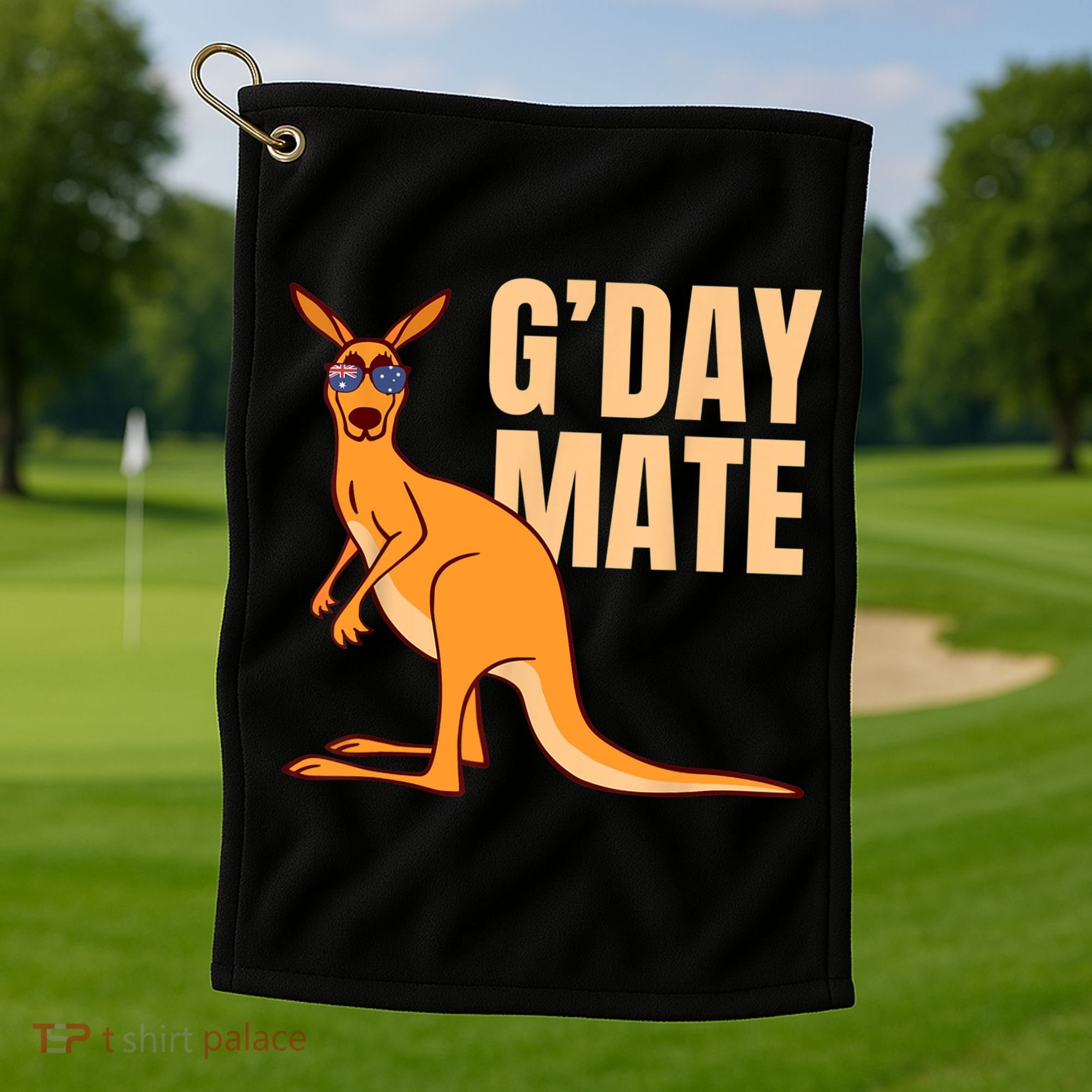 Australia G'Day Mate Shirt Funny Kangaroo Australian Symbol TShirt Golf Towel