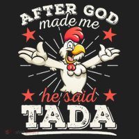 After God Made Me He Said Tada Happy Funny Rooster Chicken Beanie thumb 2