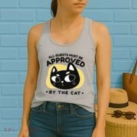 All Guests Must Be Approved By The Cat Funny Women's Tank Top thumb 2
