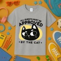 All Guests Must Be Approved By The Cat Funny Kids T-Shirt thumb 3
