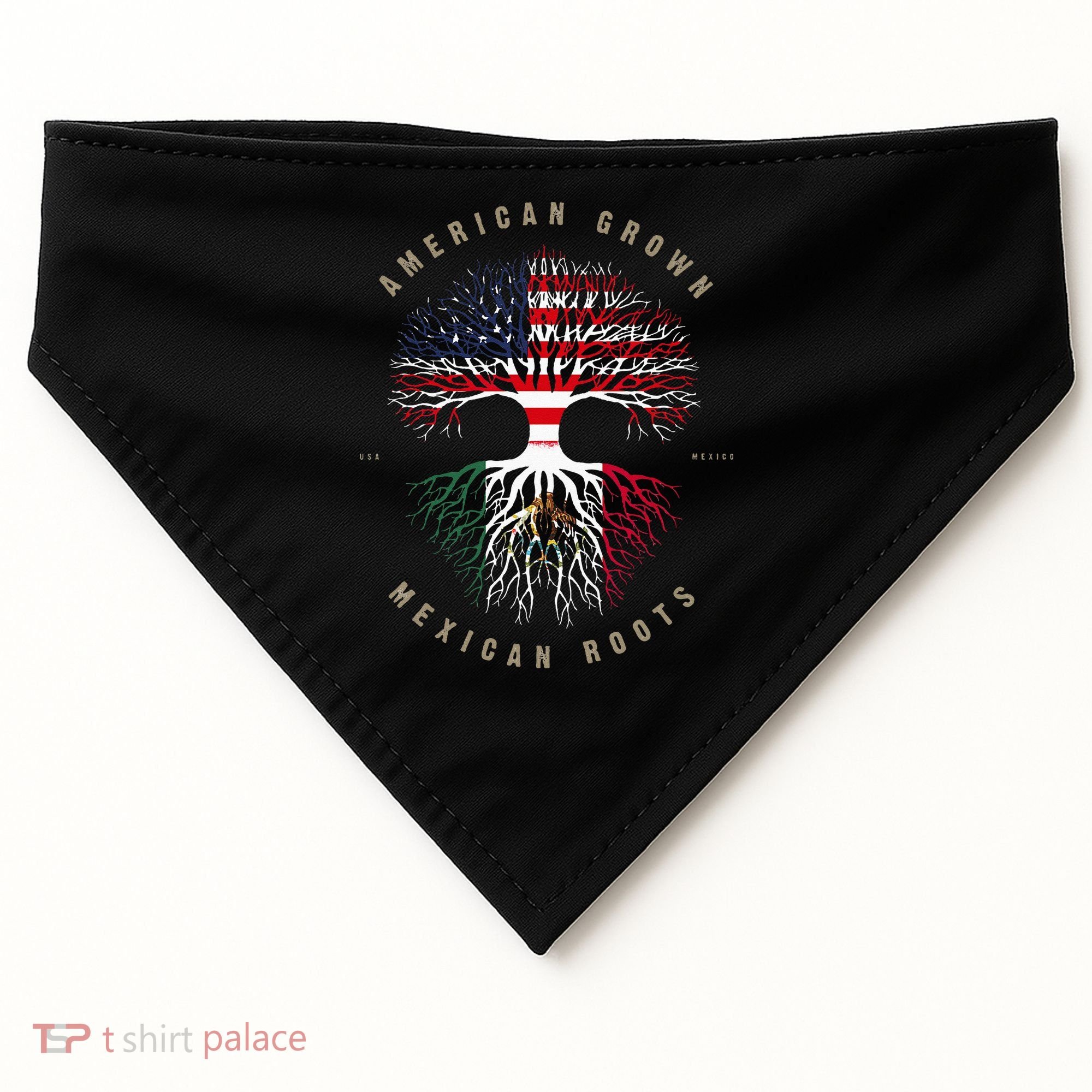 American Grown Mexican Roots Mexico Flag USA-Made Doggie Bandana