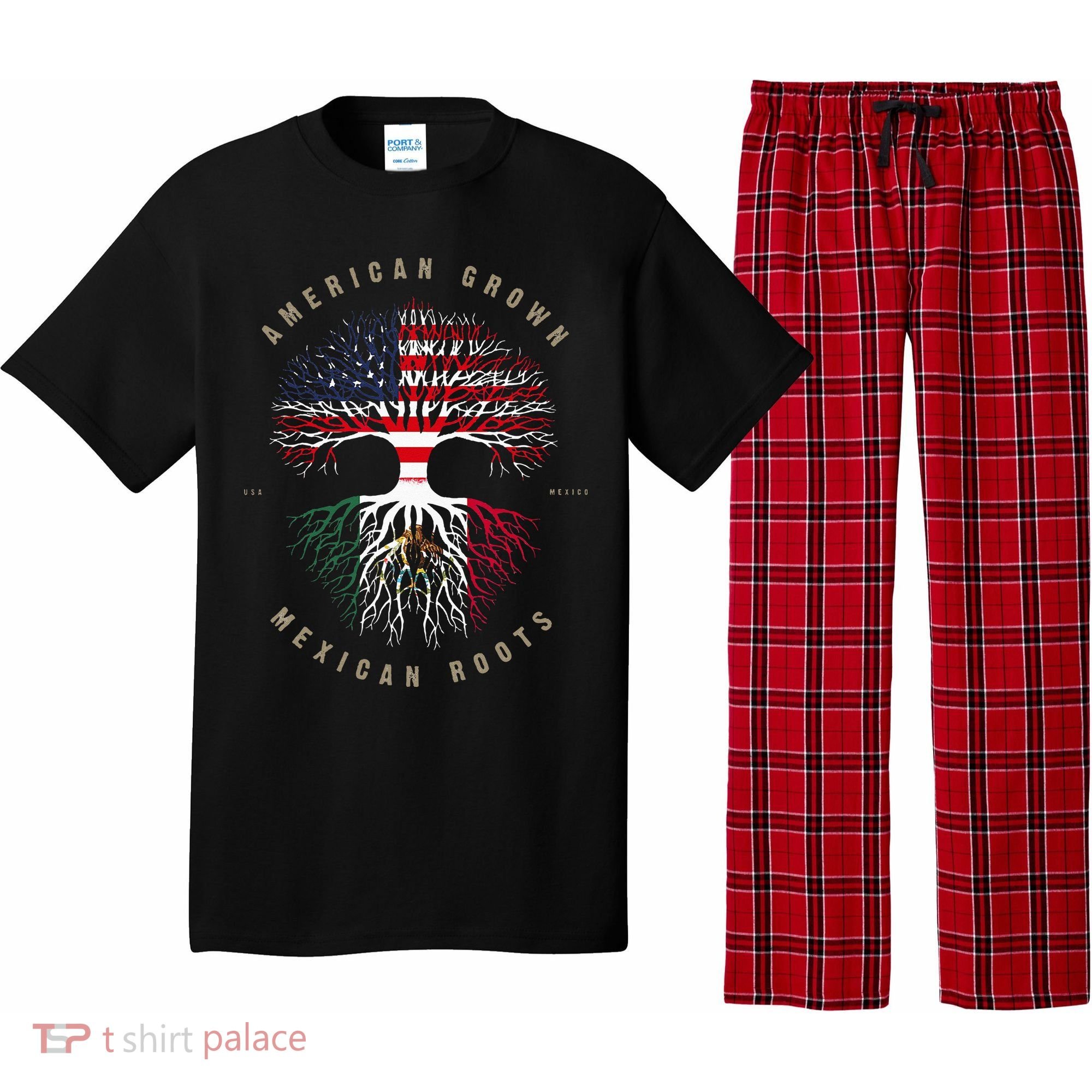 American Grown Mexican Roots Mexico Flag Pajama Set
