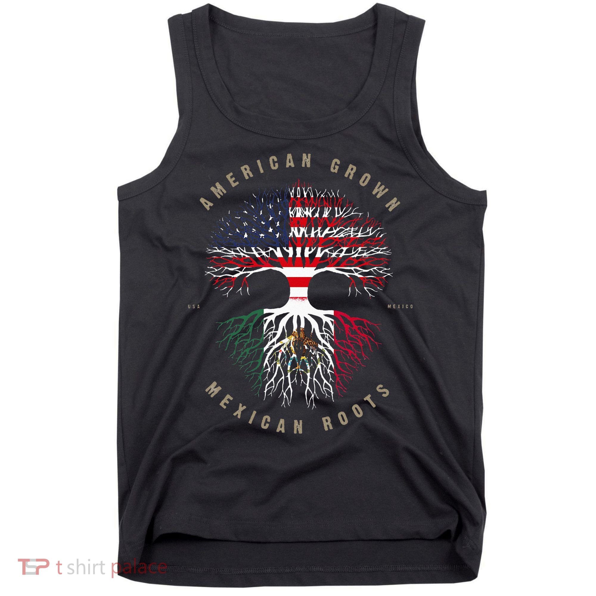 American Grown Mexican Roots Mexico Flag Tank Top