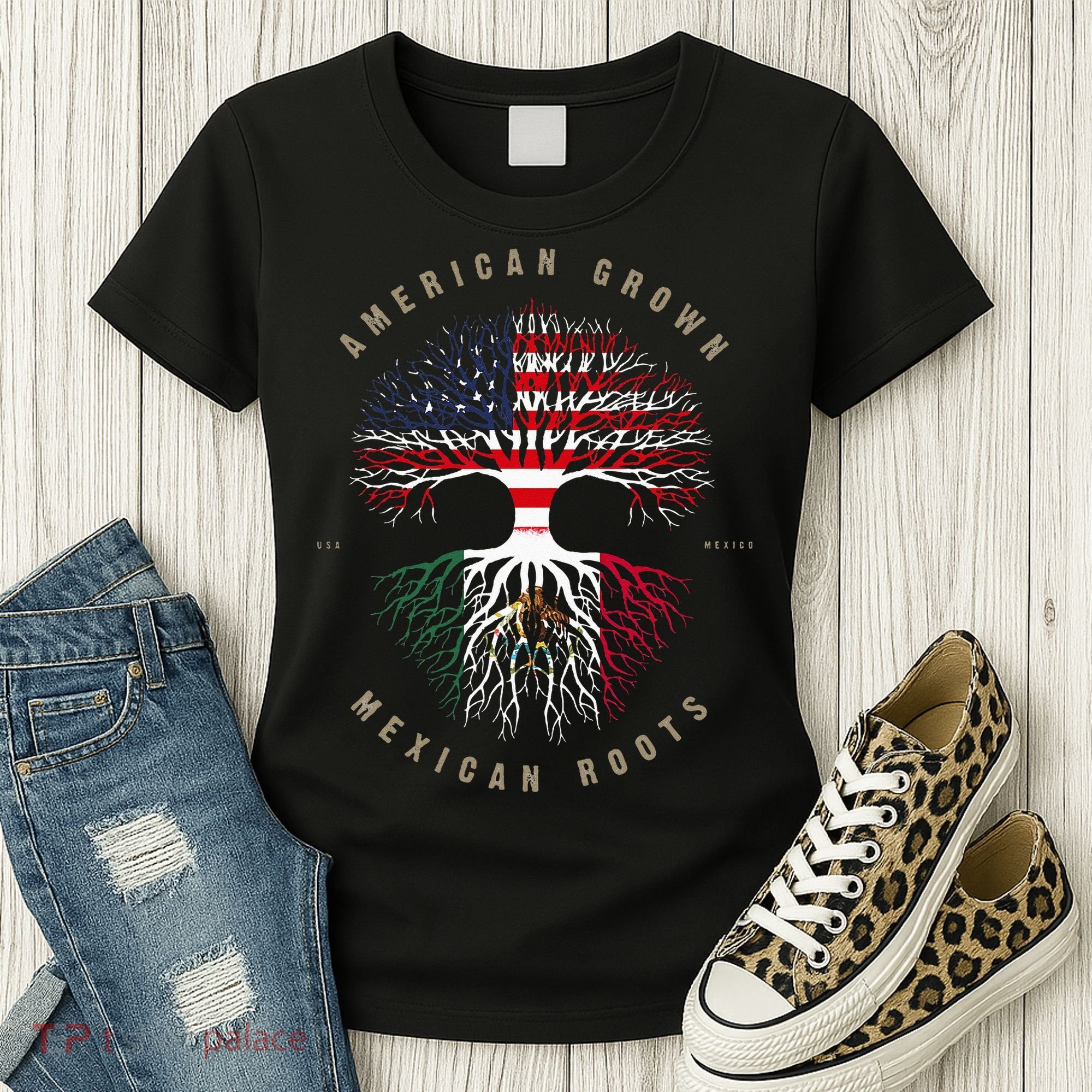 American Grown Mexican Roots Mexico Flag Women's T-Shirt