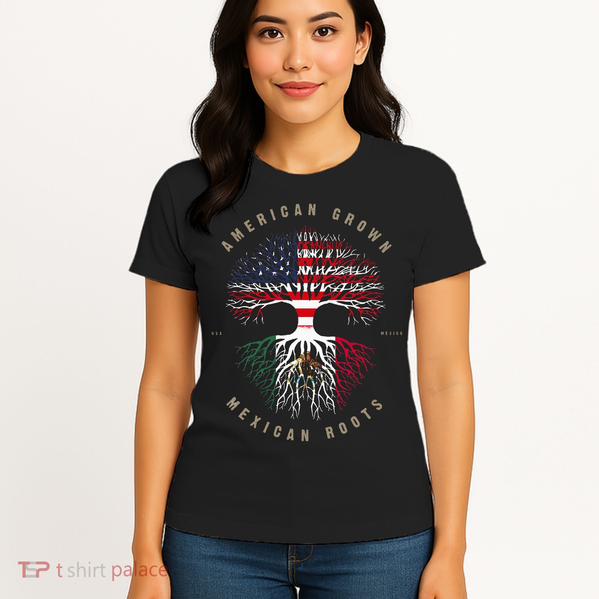American Grown Mexican Roots Mexico Flag Women's T-Shirt