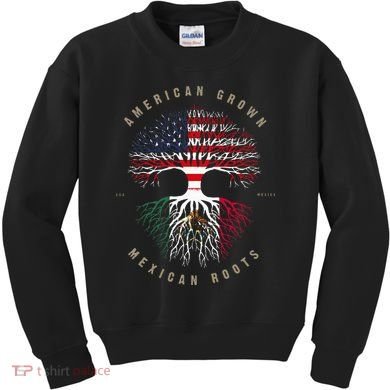 American Grown Mexican Roots Mexico Flag Kids Sweatshirt