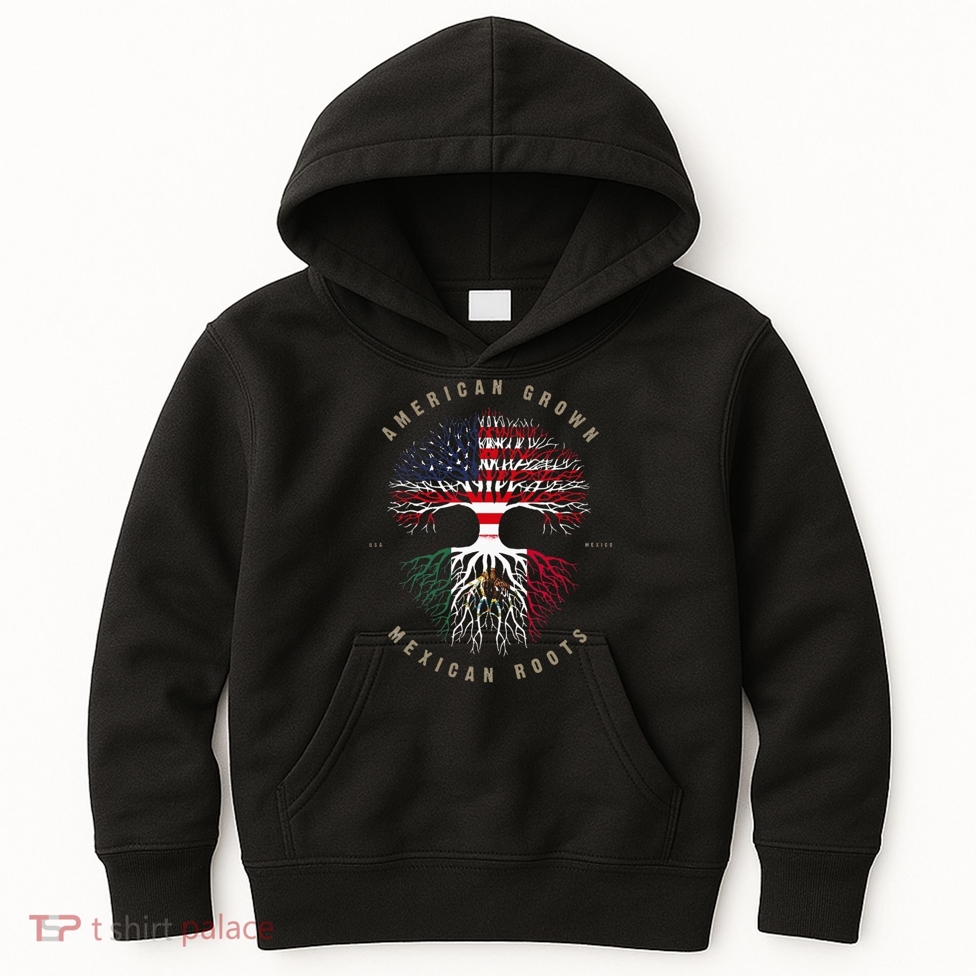 American Grown Mexican Roots Mexico Flag Kids Hoodie