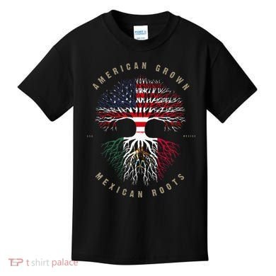 American Grown Mexican Roots Mexico Flag Kids T-Shirt