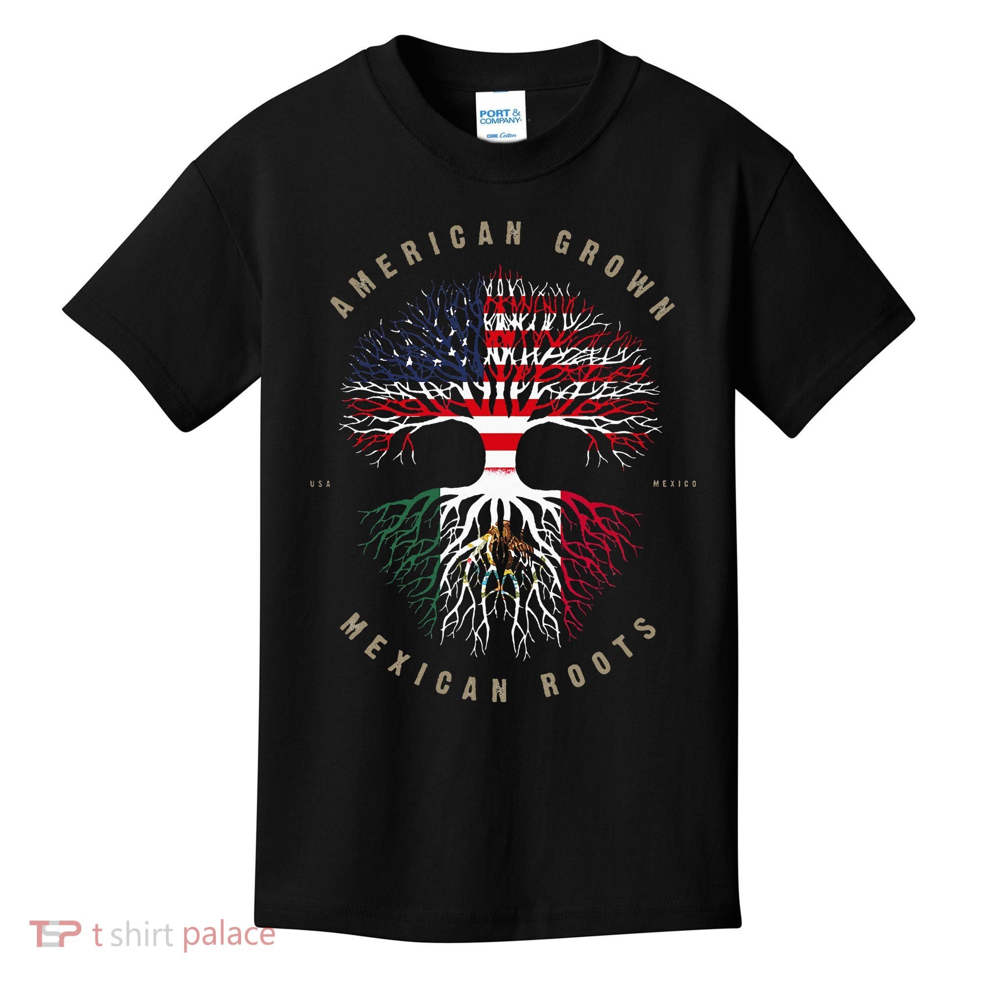 American Grown Mexican Roots Mexico Flag Kids T-Shirt