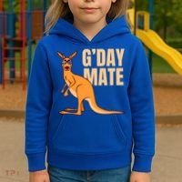 Australia G'day Mate Meaningful Gift Funny Kangaroo Australian Symbol Gift Kids Hoodie thumb 3