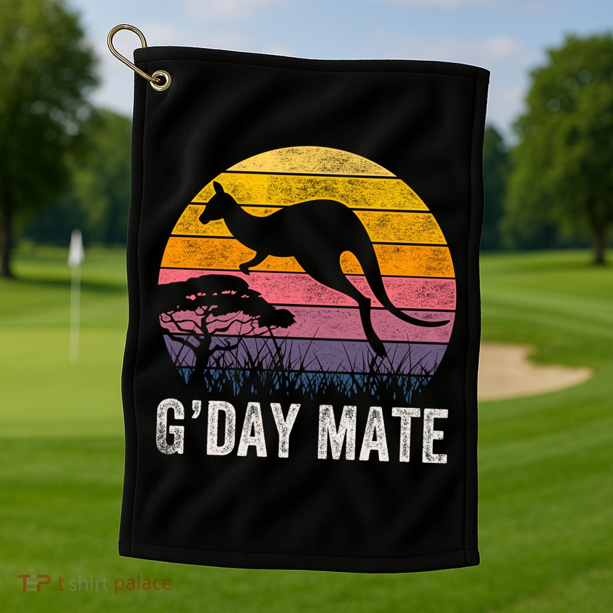 Australia G'day Mate Cool Gift Funny Kangaroo Australian Symbol Gift Golf Towel