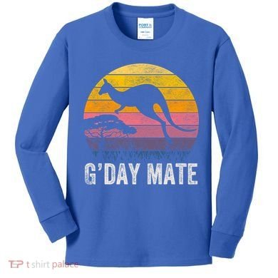 Australia G'day Mate Cool Gift Funny Kangaroo Australian Symbol Gift Kids Long Sleeve Shirt