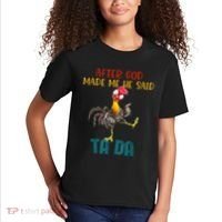 After God Made Me He Said Ta Da Funny Chicken Rooster Kids T-Shirt thumb 2
