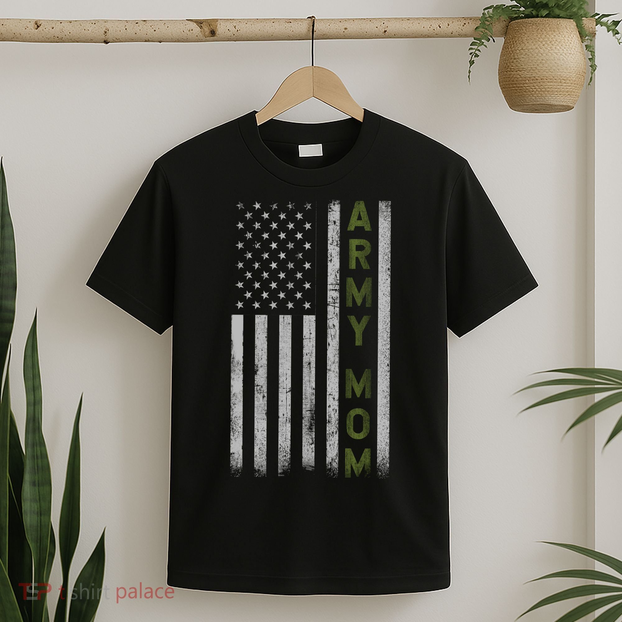 Army Gift Mom Proud Army Mother USA Flag T-Shirt