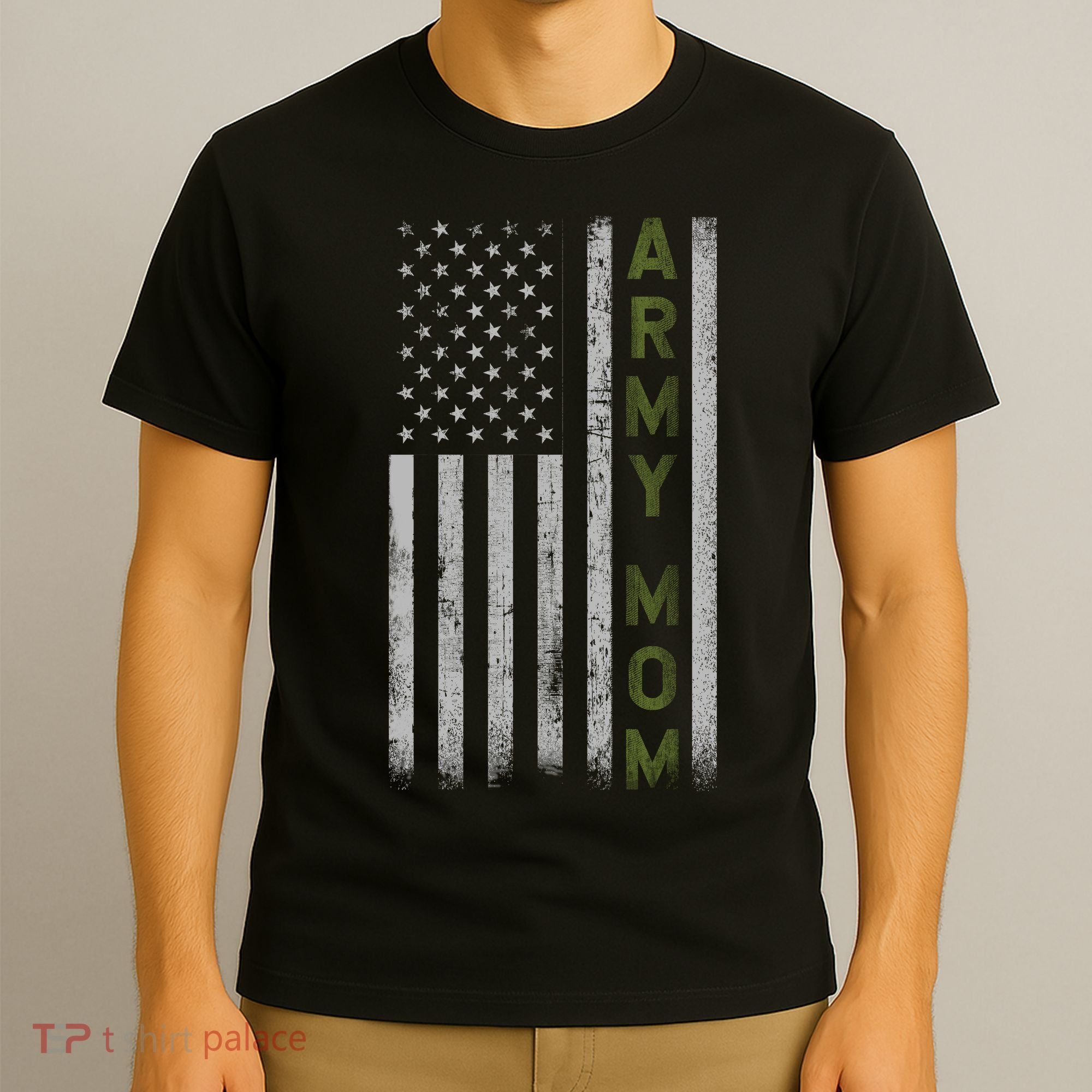 Army Gift Mom Proud Army Mother USA Flag T-Shirt