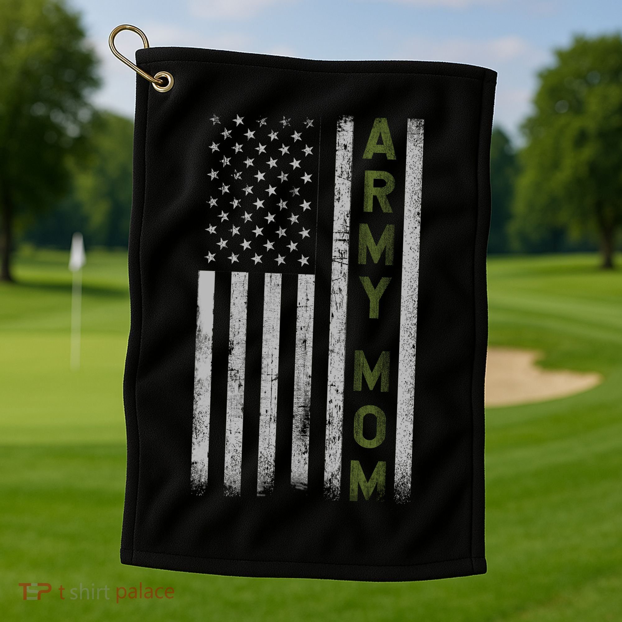 Army Gift Mom Proud Army Mother USA Flag Golf Towel